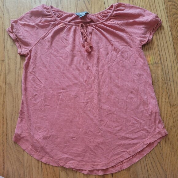 Natural Reflections Womens S Peach Tie Front Tassel Top - Picture 4 of 6